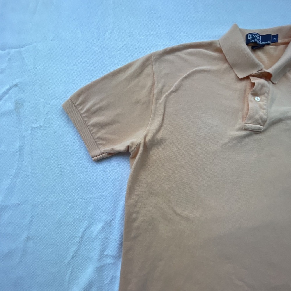 Polo Ralph Lauren Men's Peach Polo Shirt SIZE M Classic Fit BLUE Pony Logo VTG - Picture 4 of 12